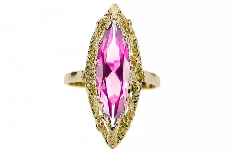 Vintage craft Ring Amethyst 14K Yellow gold vrc005y